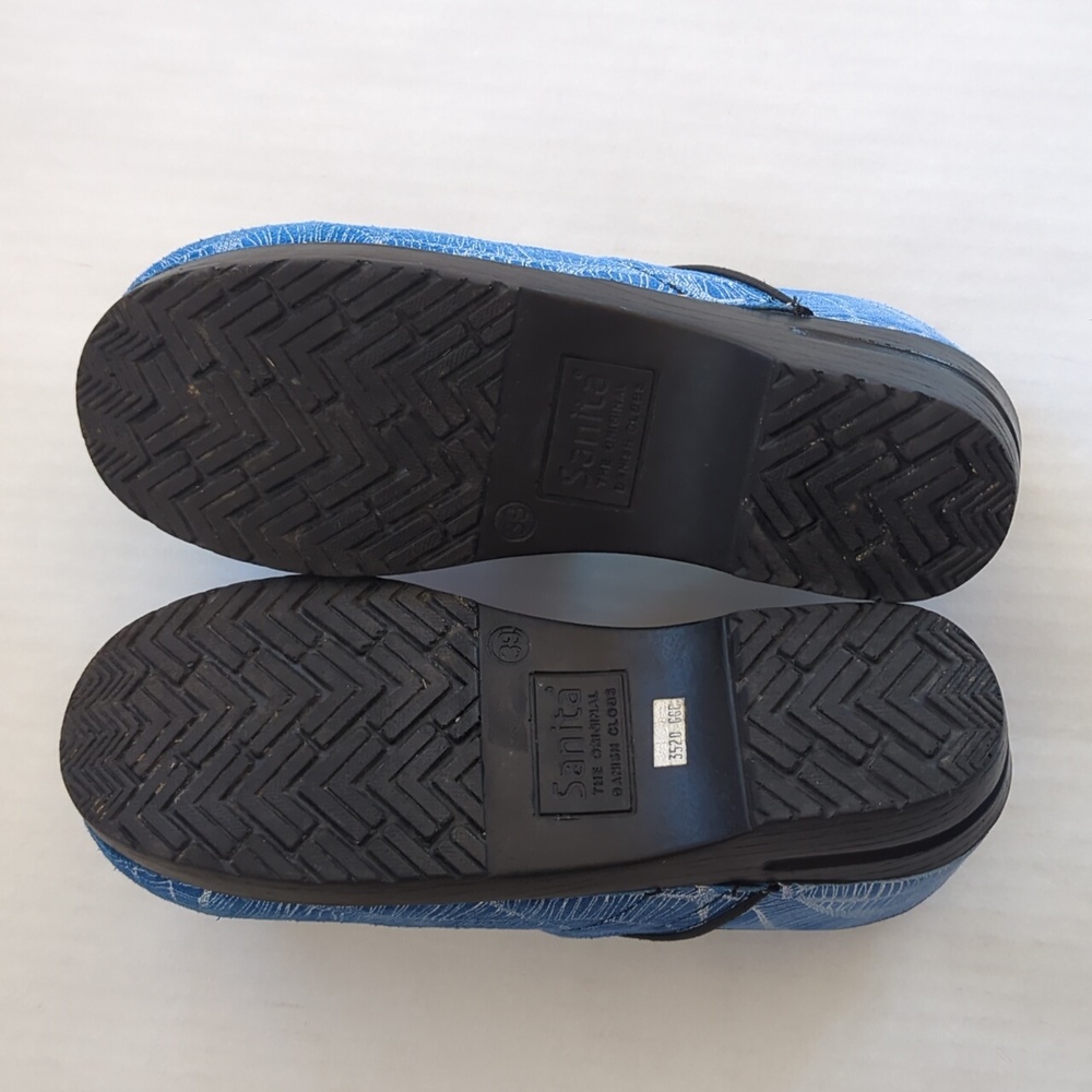 Sanita Leather Applique Design Closed Back Mules Clogs EU 39 Blue - Picture 15 of 16